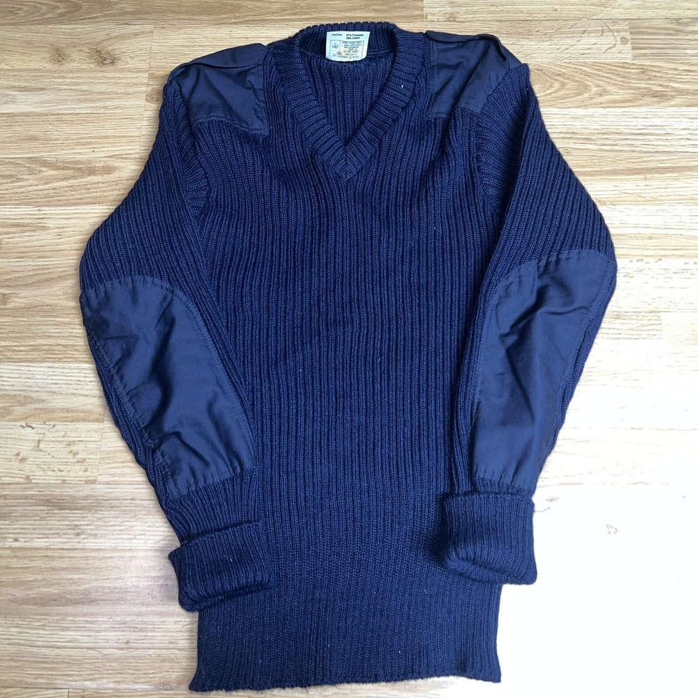Vintage Brigade Quartermasters Mens 46 Woolly Pully Sweater navy bluePure‎ Wool
